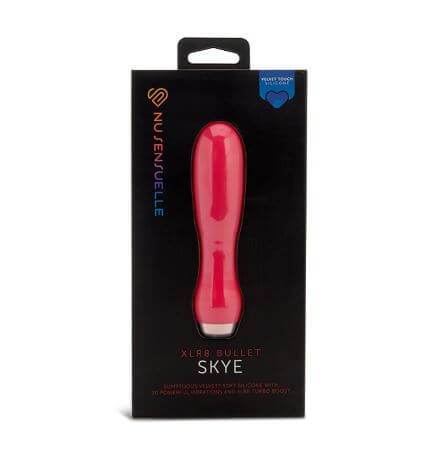 Sensuelle Skye Velvet Touch Vibe in Hot Pink packaging, featuring 20 functions and XLR8 Turbo Boost for enhanced pleasure.