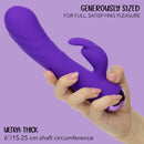 Extra Thicc Chubby Deep Thrust Bunny Rabbit Vibrator Purple in hand showcasing its ultra-thick design for deep stimulation.