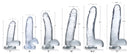 Jock C-Thru 10.5 Inch Realistic Dildo Clear dimensions shown with other clear dildos for size comparison