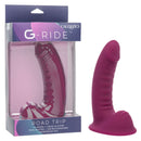 G-Ride Road Trip Dual Motor Vibrating Dildo 6.75 inch Red shown in packaging with ergonomic design for pleasure.
