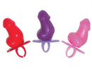 Amazing Penis Solitaire Candy Rings 30 Piece Display in red, purple, and pink, fun bachelorette party treats.