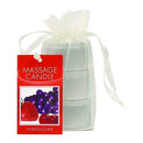 Earthly Body Edible Massage Candle 3 Pack in a gift bag with Cherry, Grape, and Strawberry flavors.