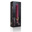 Chaiamo Rechargeable Burgundy Silicone Vibrator in elegant packaging for intense sensual pleasure.