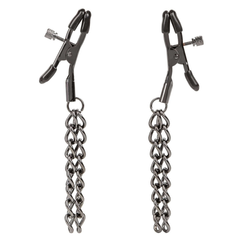 Euphoria Chain Nipple Clamps - adjustable with soft pads and dual chains for sensory play