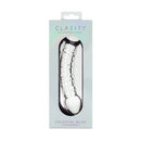 Clarity Celestial Bliss Glass Dildo in elegant packaging, showcasing its double-ended design and premium borosilicate glass.