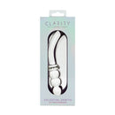 Clarity Celestial Zenith Glass Dildo in elegant packaging, showcasing its double-ended, handblown design for pleasure.
