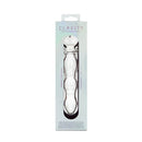 Clarity Heras Cascade Glass Dildo packaging showing its elegant design and heart-shaped handle for enhanced control.