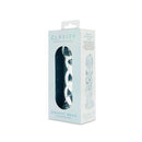 Clarity Seraphic Braid Glass Dildo packaging showcasing spiral design and premium borosilicate glass craftsmanship.