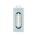 Clarity Seraphic Ripple Glass Dildo packaging showcasing the wavy design for unique stimulation.