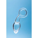 Clarity Utopian Delight Glass Plug on a blue background, showcasing its elegant design and craftsmanship.