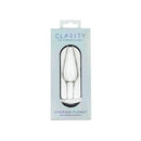 Clarity Utopian Floret Glass Plug in elegant packaging showcasing handcrafted glass design.