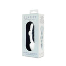 Clarity Utopian Mystique Glass Dildo packaging showcasing elegant design and textured stimulation features.
