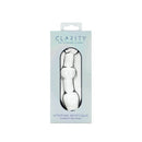 Clarity Utopian Mystique Glass Dildo in elegant packaging showcasing a sleek design for textured stimulation.