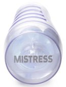Mistress Courtney Diamond Deluxe Mouth Stroker Clear with a lifelike oral experience and adjustable suction.