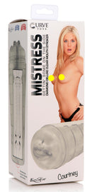 Mistress Courtney Diamond Deluxe Mouth Stroker Clear packaging featuring realistic oral experience design.