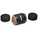 Mistress Double Shot Mouth and Pussy Stroker Dark compact sex toy with dual entrances, open mouth and vulva.