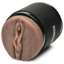 Mistress Double Shot Mouth and Pussy Stroker Dark showing detailed vulva entrance for versatile pleasure.