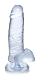 Jock C-Thru Dildo with Balls 8 Inch featuring a crystal clear, lifelike design and textured shaft.