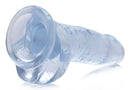 Jock C-Thru Dildo with Balls 8 Inch in crystal clear design, featuring a thick shaft and realistic balls.