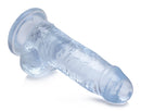 Jock C-Thru Dildo with Balls 8 Inch featuring a crystal clear, lifelike design for a realistic experience.