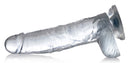 Jock C-Thru Realistic Dildo 10 Inch Clear, showcasing its crystal-clear transparency and realistic detailing.