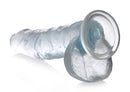 Jock C-Thru Realistic Dildo 10 Inch Clear showcasing crystal-clear transparency and lifelike detailing.