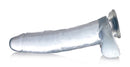 Jock C-Thru 11 Inch Realistic Suction Cup Dildo Clear on a white background, showcasing its transparent design.