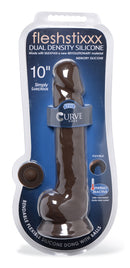 Silexpan Dark Silicone Dildo with Balls 10 Inch pack shot displaying realistic design and features.