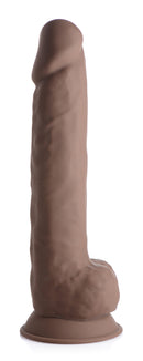 Silexpan Dark Silicone Dildo with Balls 10 Inch side view featuring realistic details and premium silicone material.