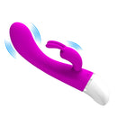 Pretty Love Freda Silicone Rabbit Vibrator in vibrant purple, designed for dual-action pleasure and G-spot stimulation.