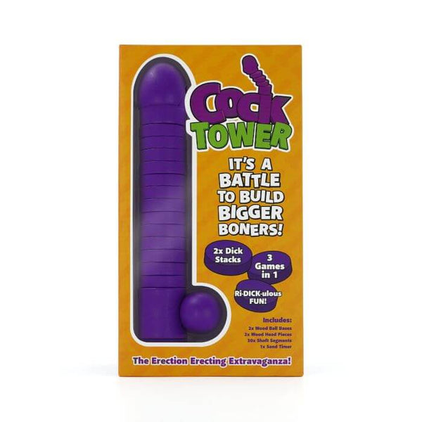 PLAY WIV ME Cock Tower Penis-Themed Party Game in Packaging with Purple Tower and Ball