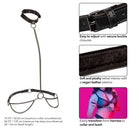 Euphoria Plus Size Chain Halter Collar & Leash with adjustable buckle closures, velvet interior, and vegan leather exterior