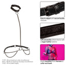 Premium multi-chain halter collar and leash with secure buckle closures, vegan leather exterior, and soft velvet interior for elegant control.