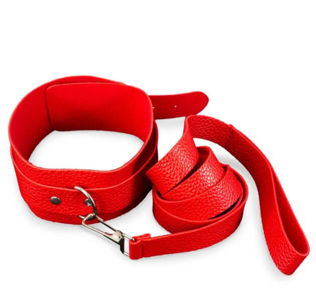 KINK CURIOUS COLLAR & LEASH SET RED-0