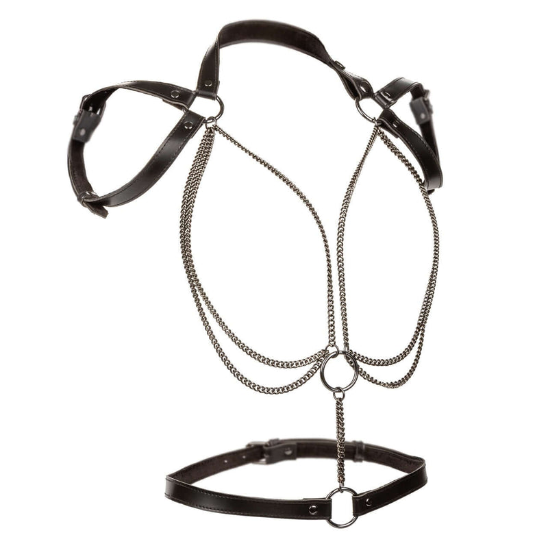 Euphoria Collection Multi Chain Halter in adjustable vegan leather with heavy-duty metal chains