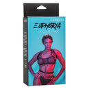 Box packaging of Euphoria Collection Multi Chain Halter with adjustable vegan leather and heavy-duty metal chains on a model