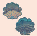 Pastease Opalescent Seafoam Blue Seashell Pasties, Mermaid-Inspired Beachwear Accessory with Sparkling, Seashell-Shaped Design