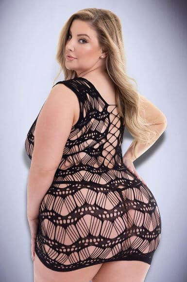 Corset Front Lace Mini Dress in Black – Sheer Seduction Q/S