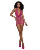 Dreamgirl Shine Bright Cowl Neck Dress Lingerie S M in a sparkling pink design, highlighted by a deep cowl neckline.
