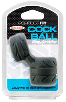 Perfect Fit Silaskin Cock & Ball Black combo ring and supporter on package with branding and tagline.