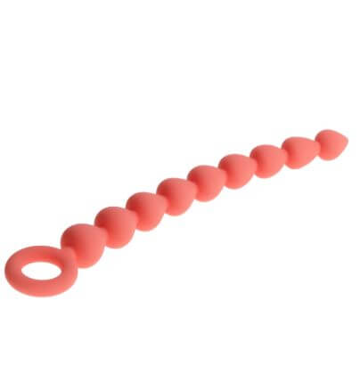 Peaches N Creame Silicone Anal Beads in soft pink silicone for comfortable and sensual play, featuring nine graduated bulbs.