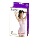 Sheer halter dress lingerie in pink packaging featuring a model, showcasing a stylish and sexy design.