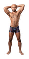 Man modeling Hazy Dayz Pouch Short Mushroom XL mesh briefs, showcasing ultra-soft and fashionable underwear.