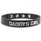 Small Medium Daddy's Girl leather collar with metallic lettering from Spartacus Leathers.