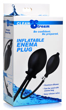 CleanStream Inflatable Enema Plug Black packaging featuring inflatable enema plug and easy release valve.