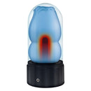 Delite Heated Rose Masturbator Blue on Display Stand Showing Internal Heating Feature