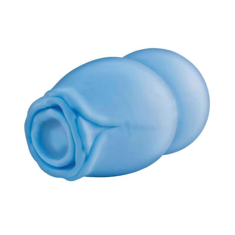 Blue Delite Heated Rose Masturbator by Nasstoys, realistic handheld stroker with soft, stretchy material imitates skin for intense solo pleasure