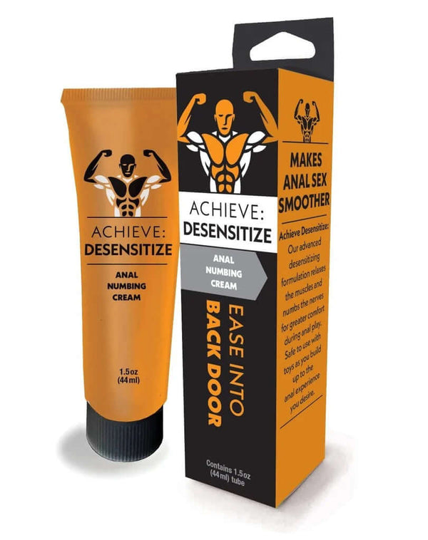 Achieve Desensitizing Cream 1.5 oz packaging - Enhance comfort and relaxation for anal play with numbing cream