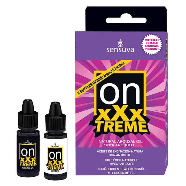 ON XXXtreme Arousal Oil pack featuring two 0.17 FL OZ bottles for powerful clitoral stimulation and heightened pleasure.
