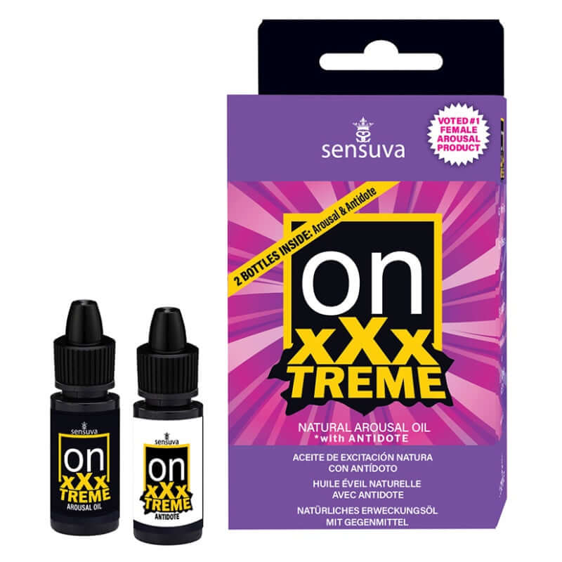 ON XXXtreme Arousal Oil pack featuring two 0.17 FL OZ bottles for powerful clitoral stimulation and heightened pleasure.